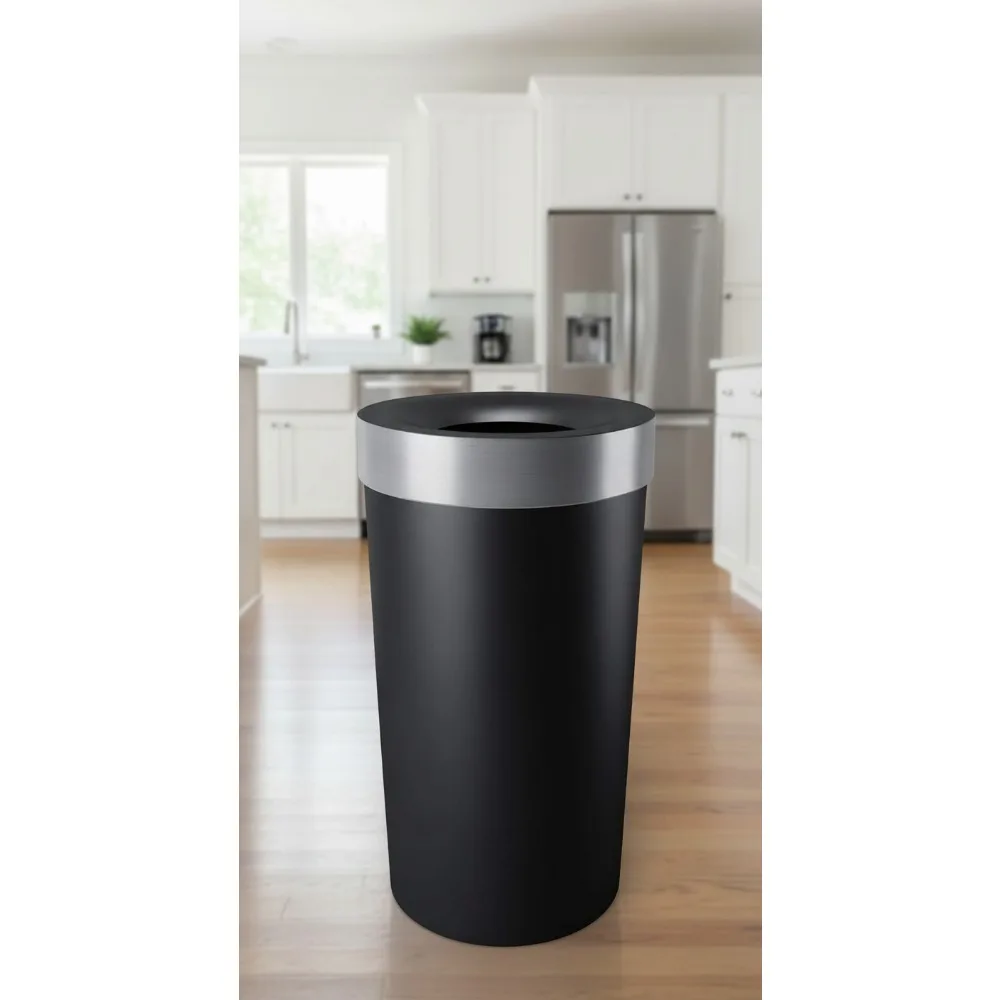 

Large 16-Gallon Open Top Kitchen Trash Can, Durable Polypropylene, Easy to Clean, Modern Design
