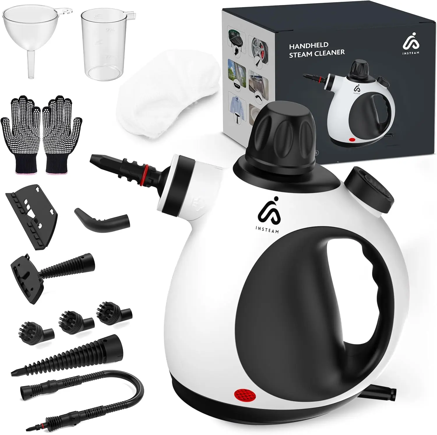 

Handheld Steam Cleaner with 12 Accessories & Gloves, Multi-Surface Steamer for Home, Car, Floor, Tile, Grout