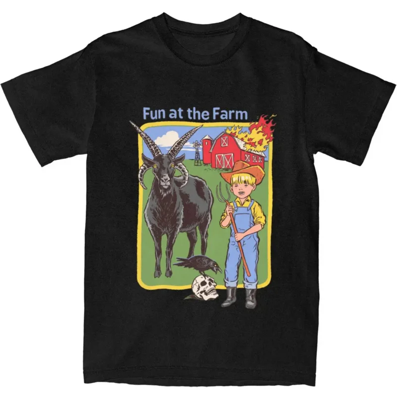 Baphomet Demonic Goat Fun At The Farm Merchandise T-Shirts Men Women Dark Occult Arts Novelty Cotton Graphic Printed Tees