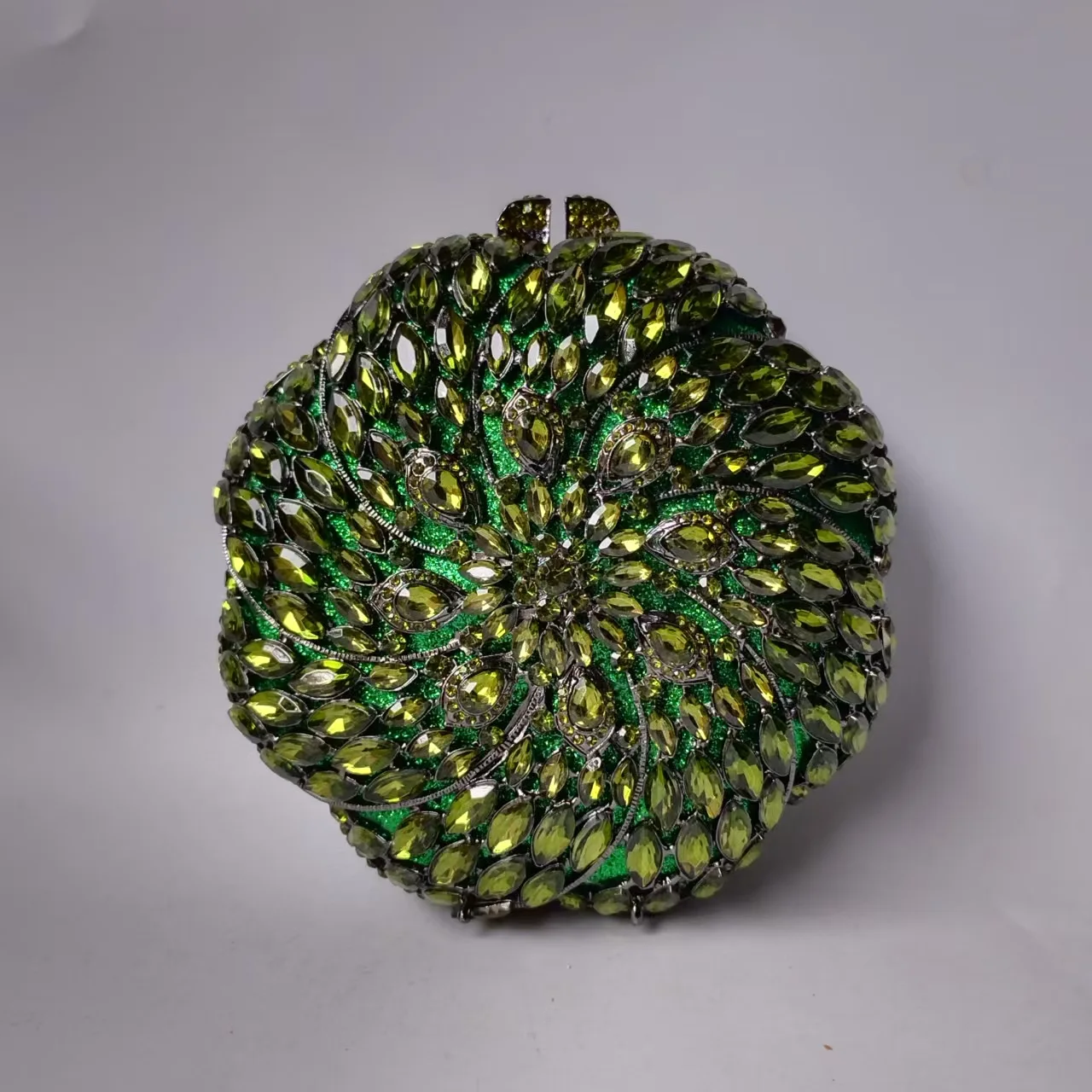 

Flower crystal bag three-dimensional flower diamond dinner bag flat bottom full diamond banquet women's bag