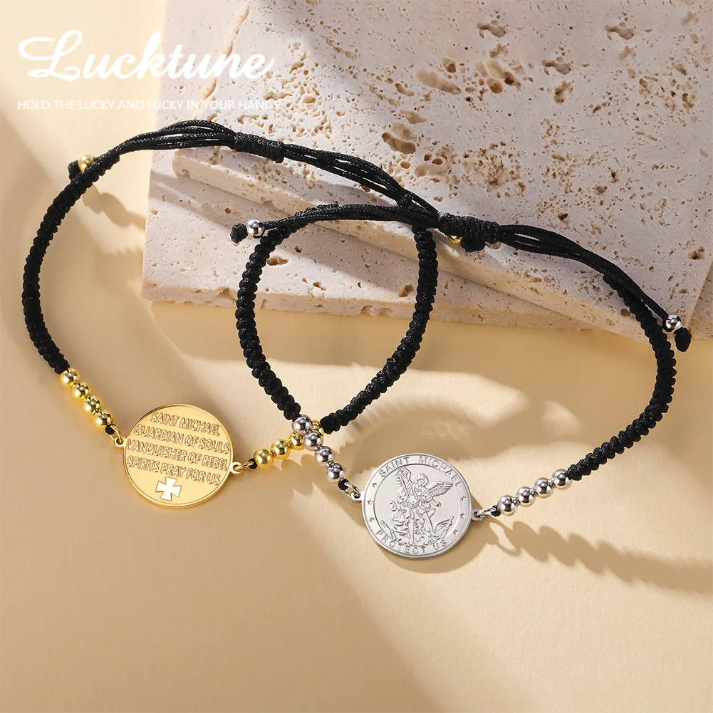 arcángel san miguel Pulseras dije arcángel miguel acero inoxidable con dijes de Saint Michael, pulsera de Arcángel de acero inoxidable para hombres y mujeres,pulsera san benito protección de san miguel arcángel charm