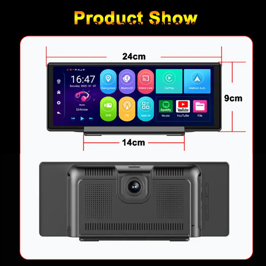 10.26'' Car CarPlay ADAS Android 13.0 GPS Navigation 1080P Dual Lens Rearview Camera Video Recorder 4G WiFi Dashboard 4G+64G view 5