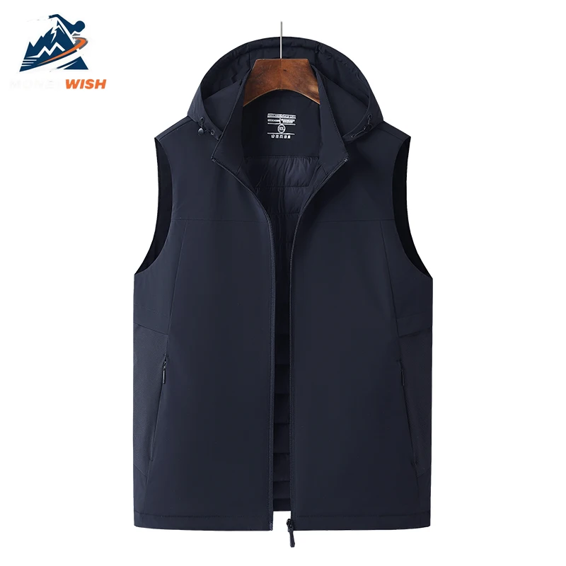 MONEYWISH الرجال القطن سترة 2025 جديد الرياضة في الهواء الطلق زائد القطن سميكة مكافحة الباردة الدافئة جاكيت بلا إكمام سترة شتوية عادية أسفل