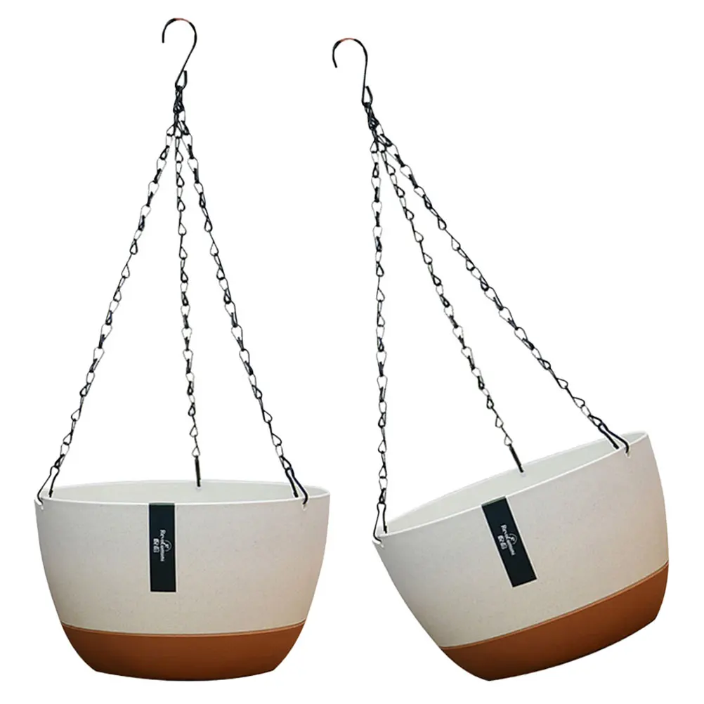 

2 Sets Hanging Basket Flower Pot Lightweight Plastic Wall Mount Indoor Balcony Garden Planter Self Watering Plants Container