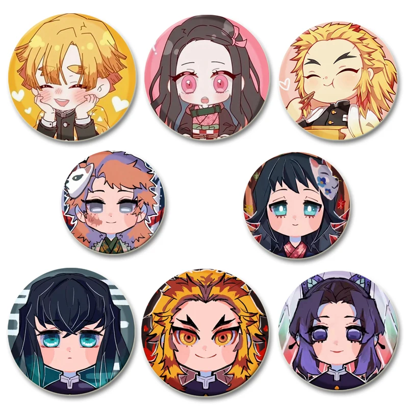 Cartoon Handmade Brooche Kamado Tanjirou/Hashibira Inosuke Pin Kochou Shinobu/Kamado Nezuko/Tsuyuri Kanao/Agatsuma Zenitsu Badge