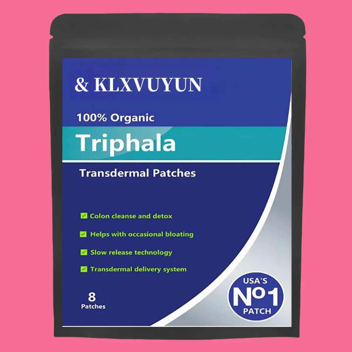 100% Triphala-5000mcg organiques (Force) Nettoie et manipule les patchs transdermiques de bœuf. Patchs fabriqués aux États-Unis. 8 semaines d'approvisionnement