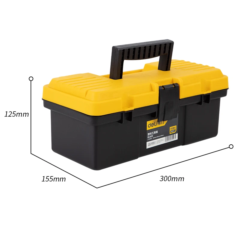 Deli Hardware Toolbox Black Plastic Thickened Combination Set Electrical Woodworking Household Electric Drill Tool Storage Box