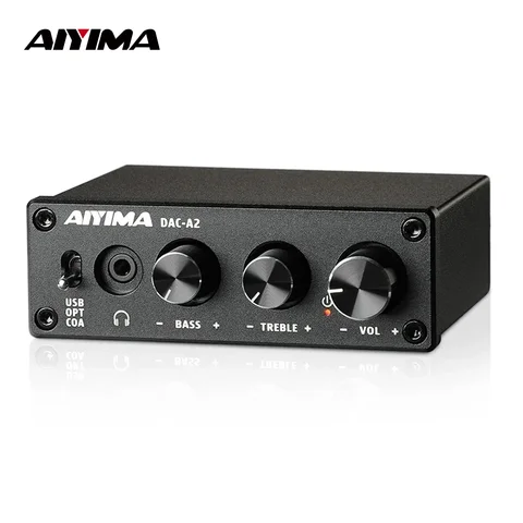 AIYIMA DAC-A2 HiFi Audio Decoder USB Headphone Amplifier Coaxial Optical Output Stereo Gaming DAC For Amplifier Active Speakers