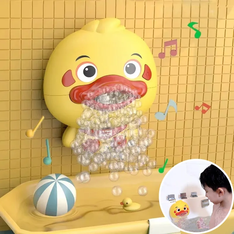 Juguete de baño de pato de burbujas para bebé, divertido fabricante de burbujas para baño para niños pequeños, piscina, bañera, máquina de jabón, juguetes de baño para niños