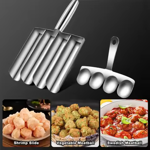 Easy-Release Non-Stick Meatball Maker Set - Manual Meatball Spoon for Effortless Fish Balls-Ideal Kitchen Tool for Home Cooking