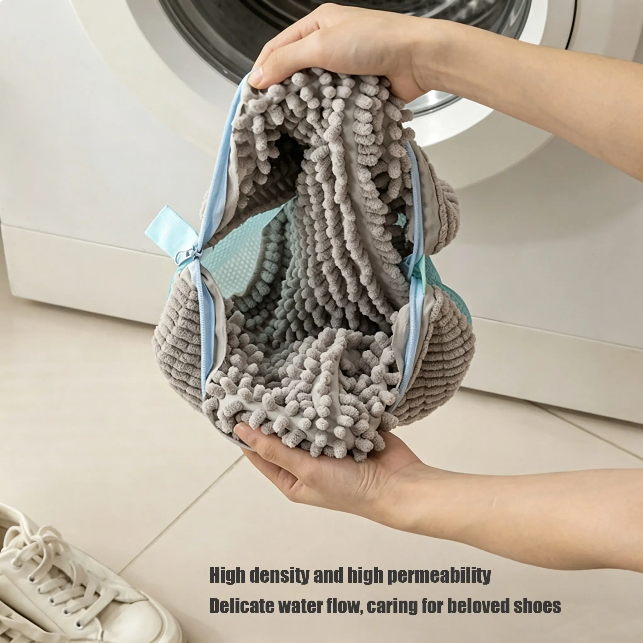 Durable Shoe Washing Machine Bag for All Shoe Types-Yellow with Blue Zipper,Ideal for Sneakers and Casual Shoes,Laundry Wash Bag view 4