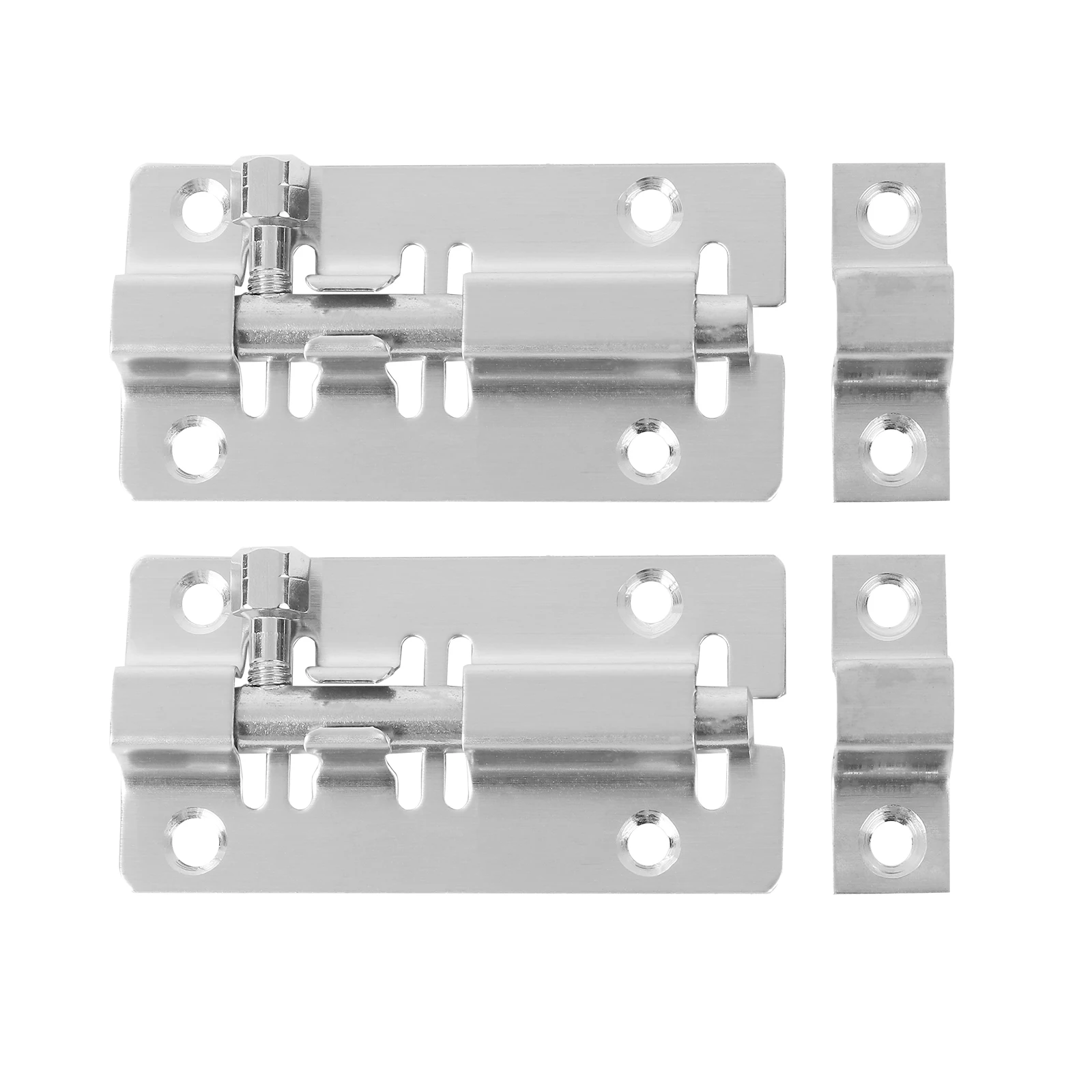 

2Pcs Door Security Slide Latch Lock Vertical Notch Locking System Brushed Nickel Finish Safe Private Antitheft Latch Lock Silver