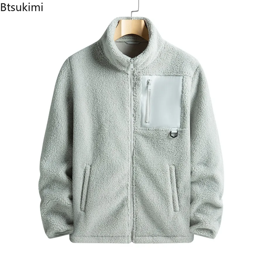 New Men's Outdoor Casual Sport Jackets Fashion All-match Autumn Winter Warm Polar Fleece Jackets Solid Stand Collar Couple Coats