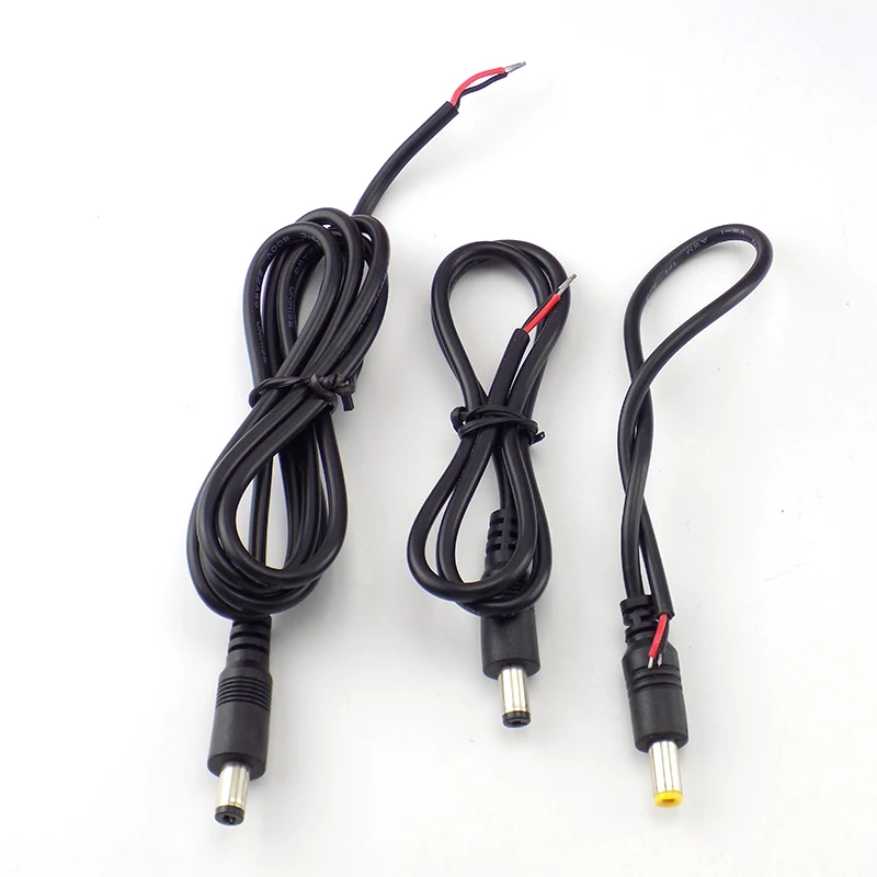 500pcs 0.5M DC male Wire Power supply cord cable lead 12V Extension Connector for CCTV LED strip light Adapter 5.5*2.1mm cords