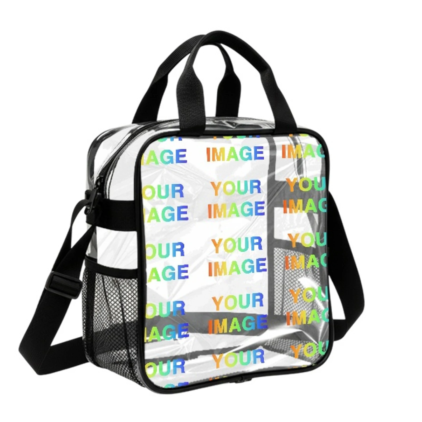 Print on Demand Transparent Lunch Bag Custom Photo Logo Clear Lunch Bag Men Women DIY Print Cooler Lunch Box for Adult Office