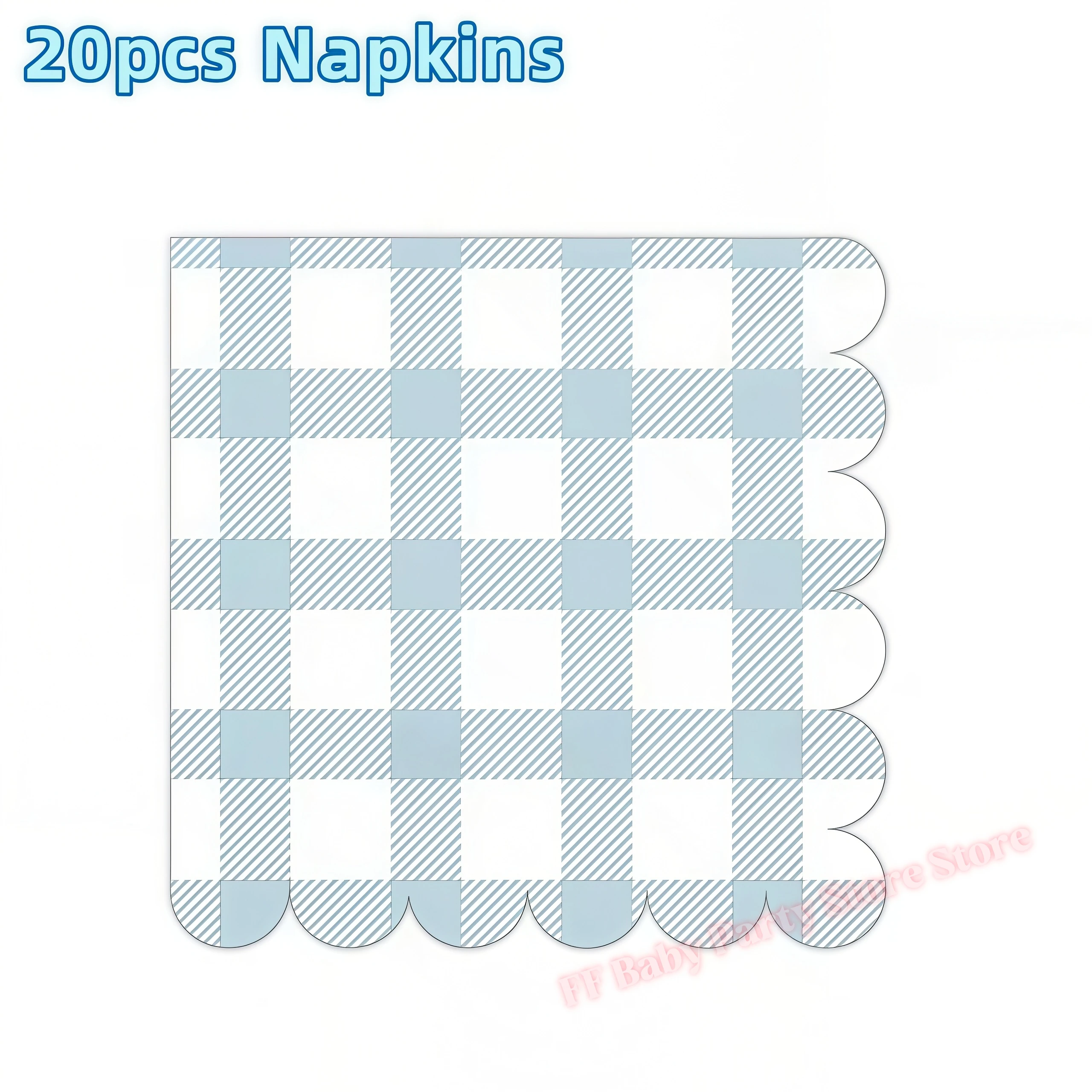 Blaues Gitter-Motiv Geburtstagsdekoration Party Papierservietten Becher Teller Tischdecke für Mädchen Gastgeschenke Babyparty Zubehör Geschenk – Detail 6