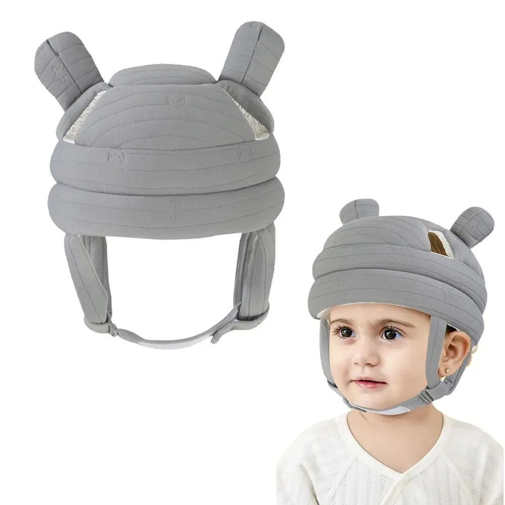 

Мягкая защитная шапочка для малышей с подкладкой, легкая, дышащая, из хлопка, для защиты от падений, с регулируемыми ремешками