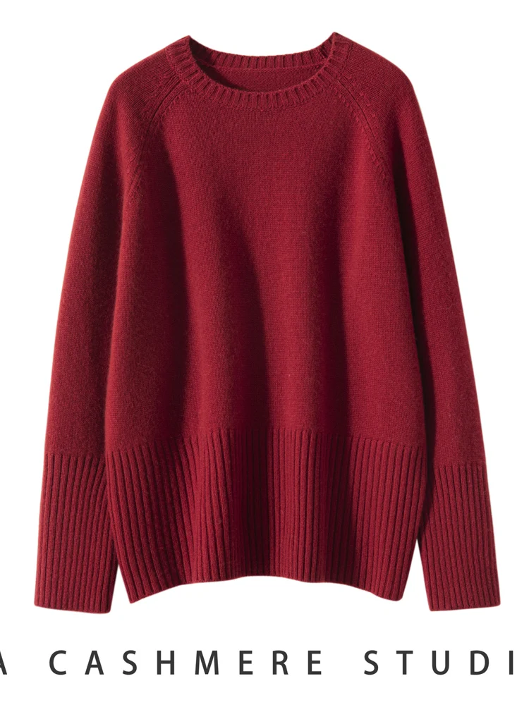 

Women 100% Cashmere Sweater pullover Autumn Winter O Neck Thick Warm Basic Loose Casual Pullover Cashmere Knitwear