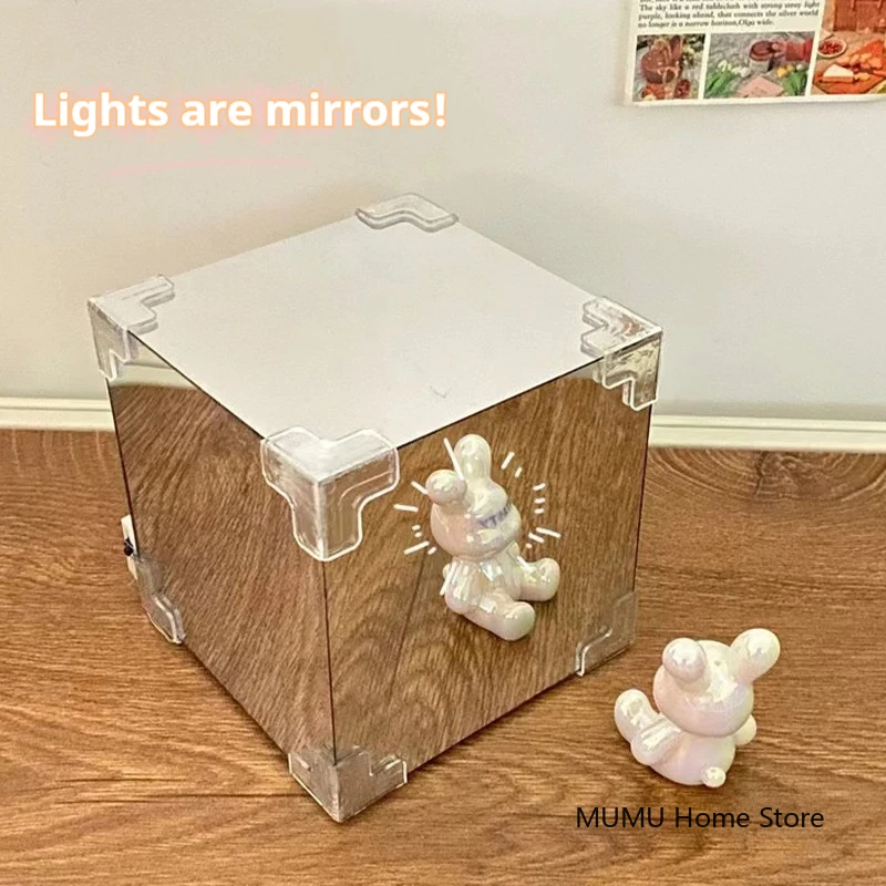DIY 3D Cloud Tulip LED Night Light Flower Sea Mirror Table Lamps Cube Mirror Atmosphere Night Light Bedroom Decor Table Lamp