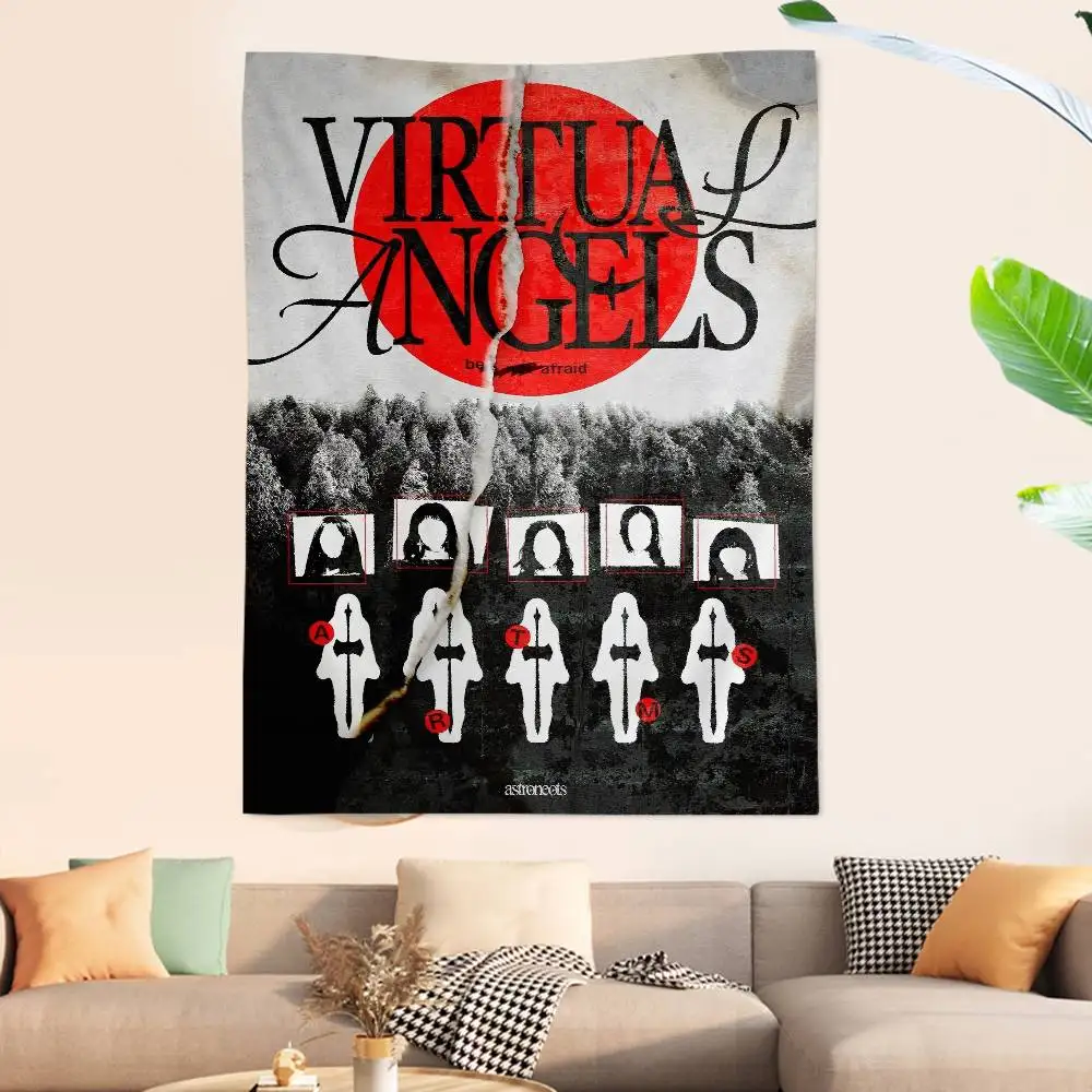 Kpop Band Popular A-Artms Cartoon Tapestry Art Science Fiction Room Home Decor Wall Hanging Home Decor