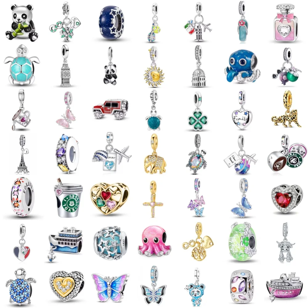 

Charm 925 Silver Octopus Turtle Panda Ship Pendant Suitable for European Original Bracelet DIY Women's Jewelry Accessories