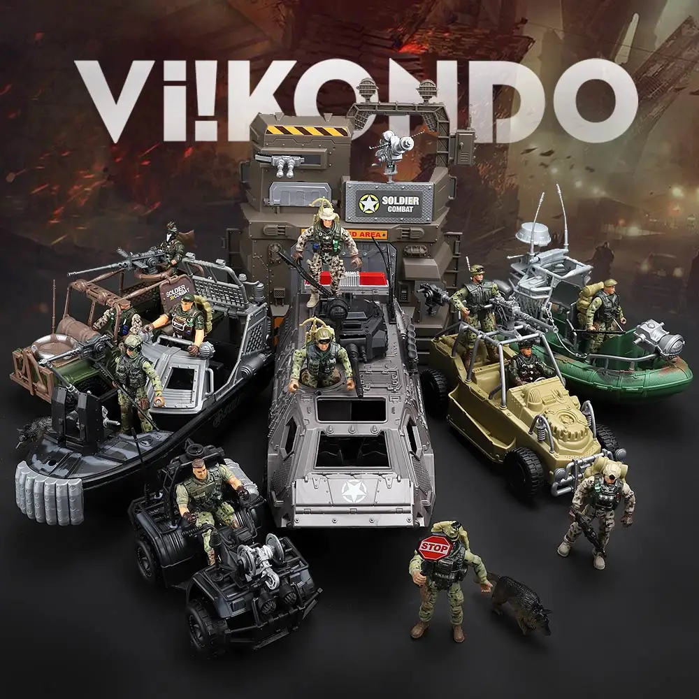 ViiKONDO Military Vehicle Model Kit Toy Combat Vehicle Movable Parts Compatible 1/18 Action Figure Fun Army Men Wargame Boy Gift