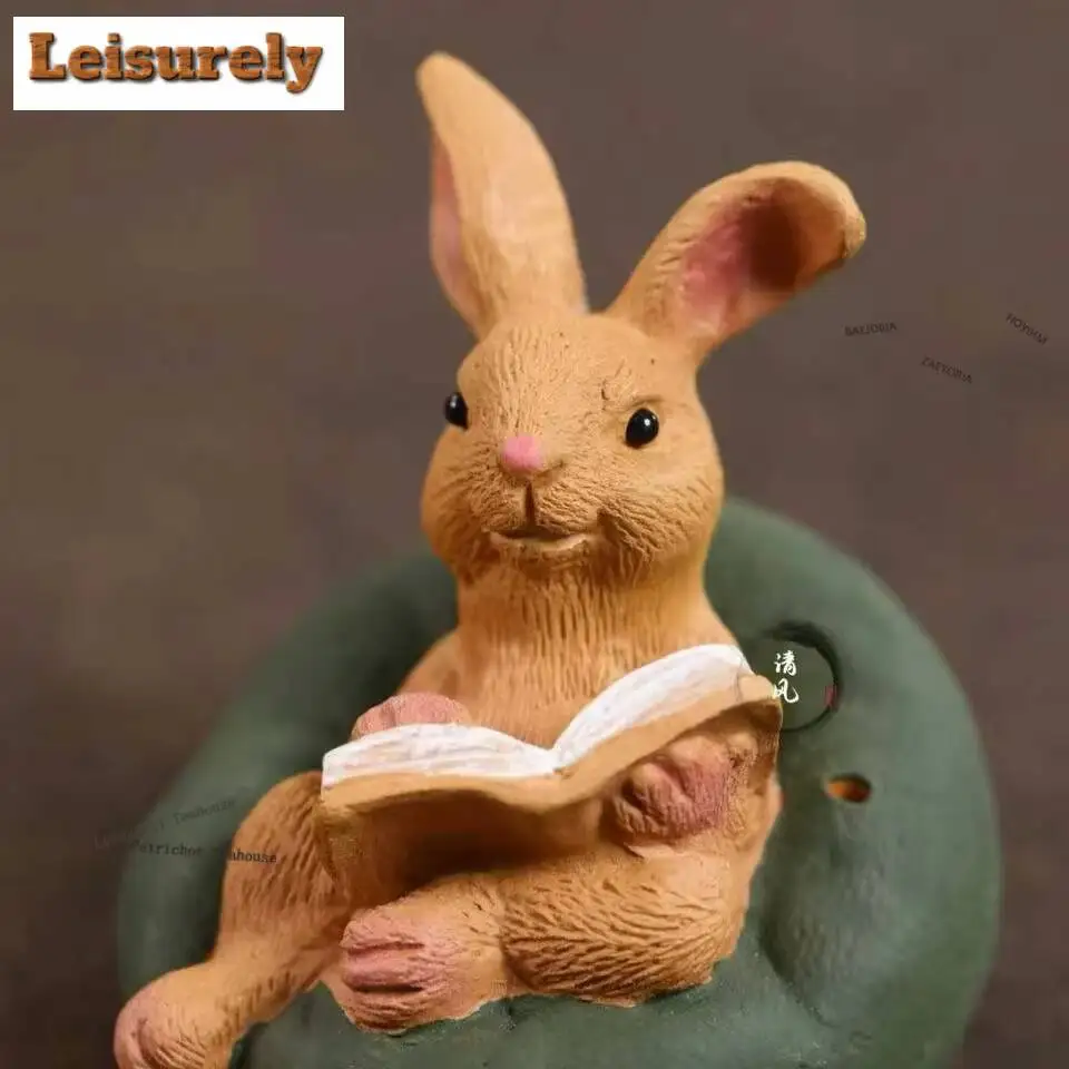 Yixing Zisha Learn Rabbit Scent Tea Pet Retro Lucky Model Tea Figurine Play Toys Tea Statue Ornaments Can Be Raised Accessories