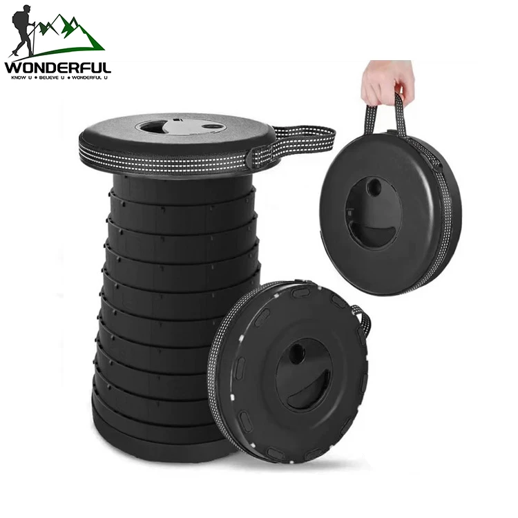 Outdoor Folding Shrinking Retractable Lighted Warning Chair Camping Night Fishing One Table Two Stools Set