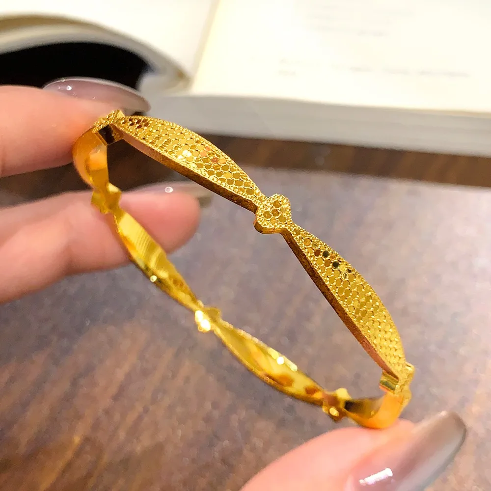 Beehive Heart-shaped Bracelet - High-end, Simple, Closed-Ended, Smooth Ring Hand  for Women 9999gold