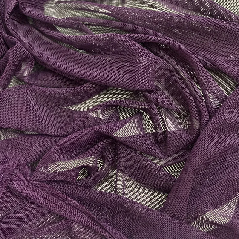 Deep Purple Elastic Net Mesh, Four-way Stretch Fabric, For Handmade Dress And Designer Cloth