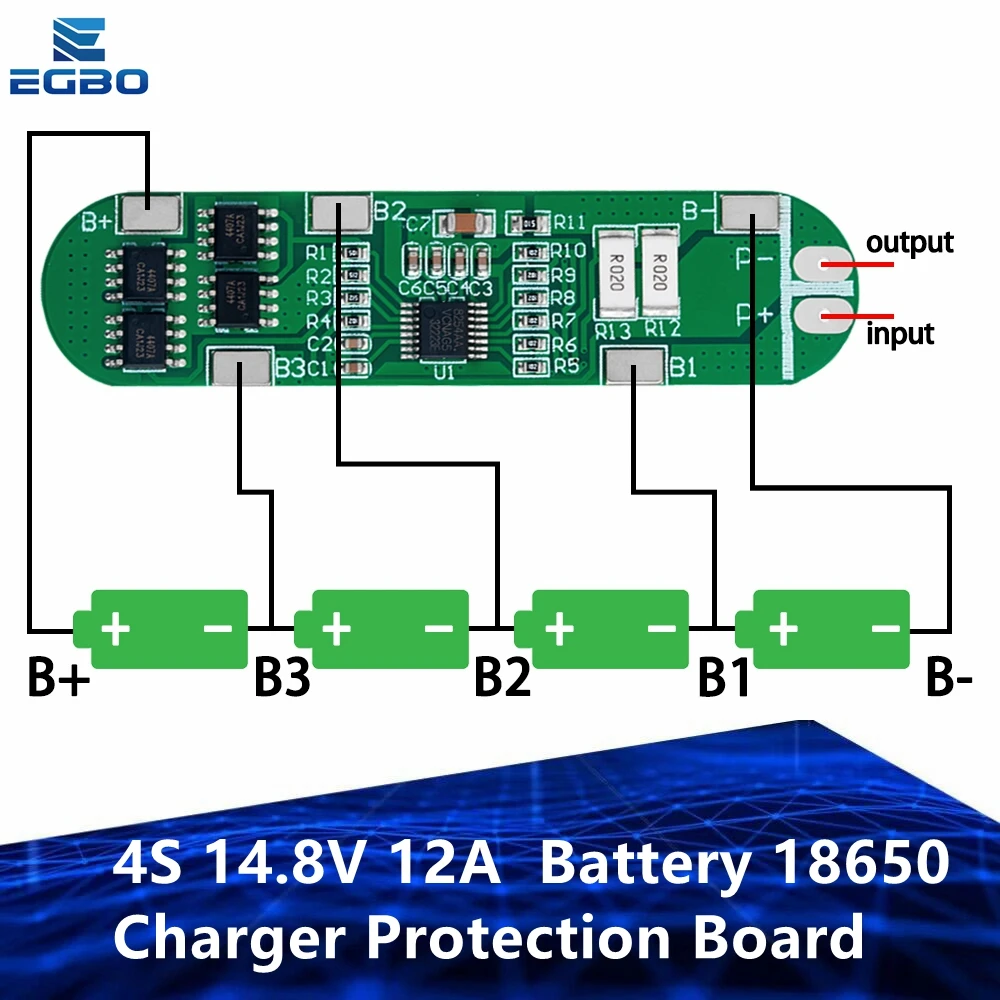 1PCS EGBO  4S 14.8V 12A Li-ion Lithium Battery 18650 Charger Protection Board 16.8V