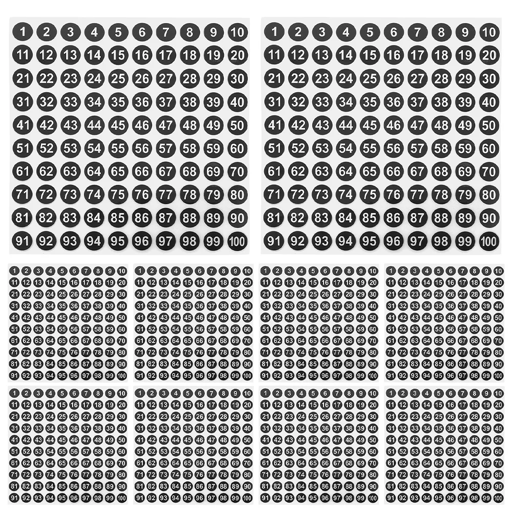 

100 Waterproof Number Labels Round Stickers Self Adhesive Numbered Stickers for Office Classroom Inventory Organization