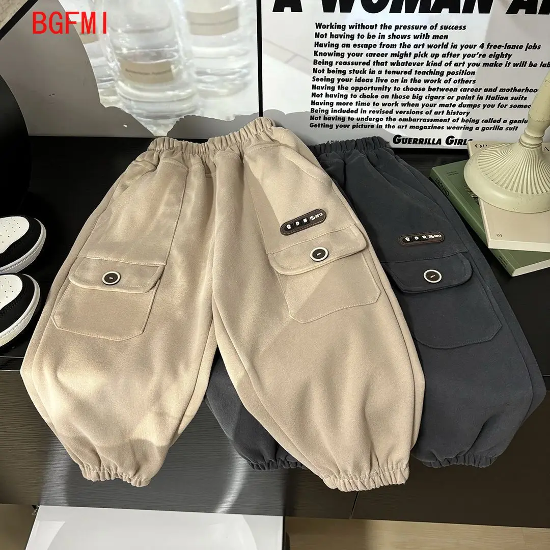 

1-10Y Children's khaki Spring Autumn Cotton Casual Daks Cargo Pants for Boys New Autumn Boys Loose Long Trousers