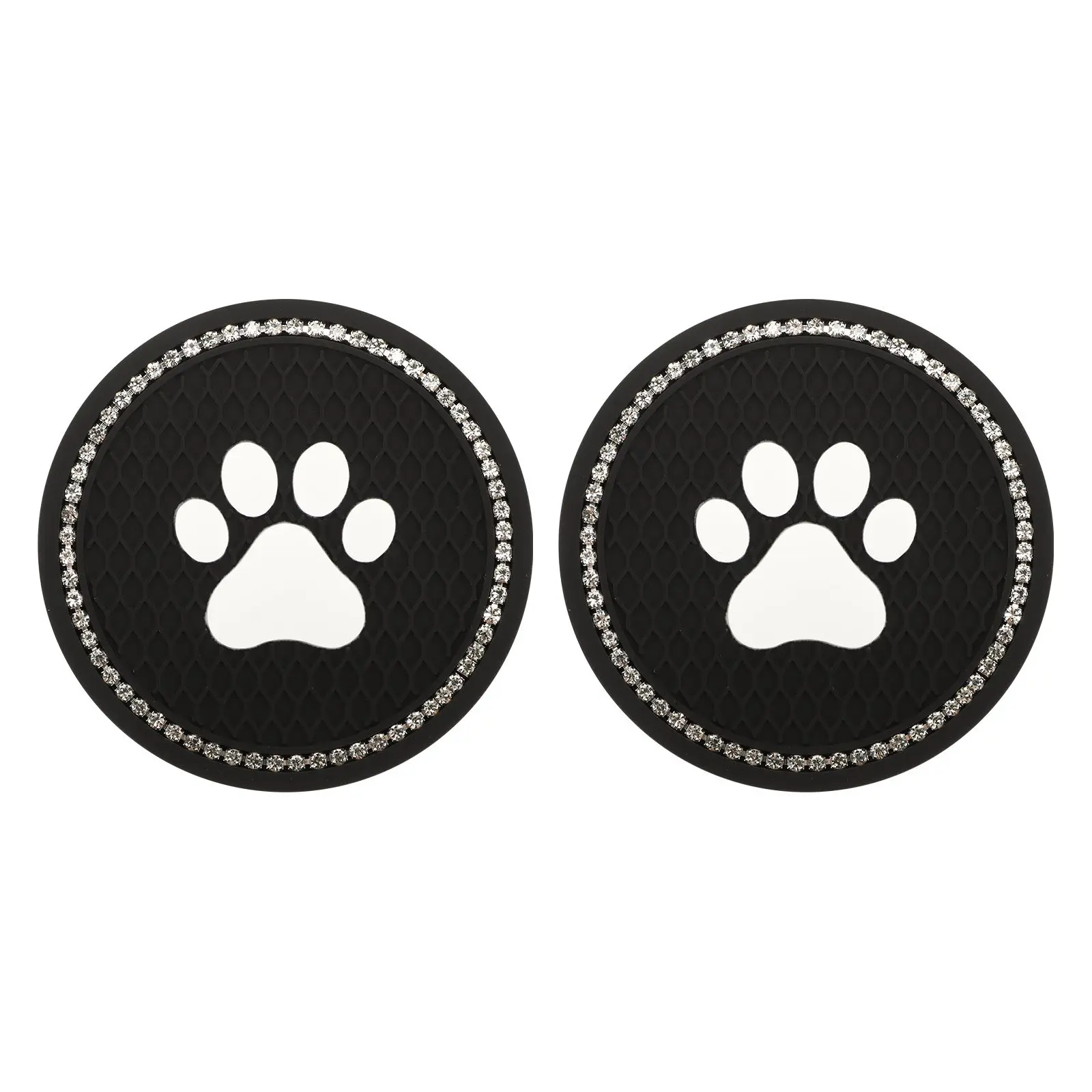 

2Pcs Cat Coaster PVC Car Cup Mat Diamond Pattern Heat Insulation Universal Travel Car Cup Pad Holder Auto Drink Rack