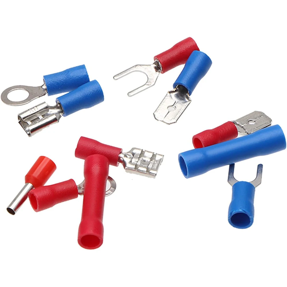 Folding Pliers Set, 260pcs Crimping Cable Terminal Connector Heat Shrink Insulated Wire Spade Ring Fork & Wire Stripping Plier