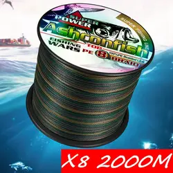 Ashconfish 2000M 8 Strands Braided Fishing Line 8 thread cord fishing rope 8 Braid PE Multifilament Fishing Line Winter 6-300LB