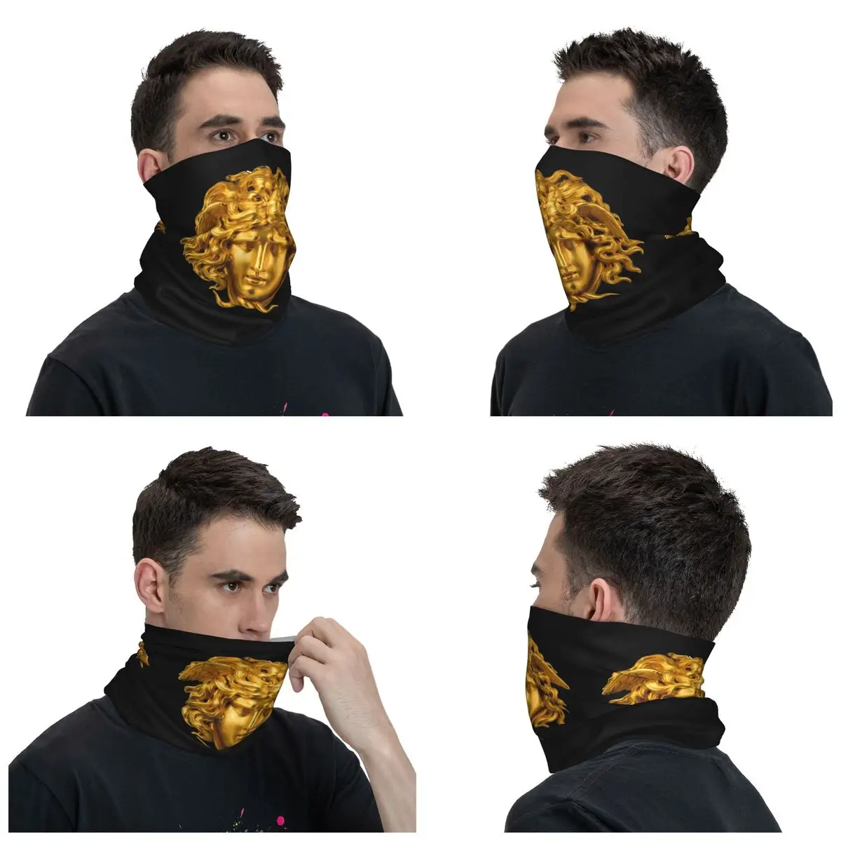 Elegant And Chic French Golden Haired Bandana Neck Cover Mythological Greek Medusa Mask Scarf Warm Balaclava for Men Women