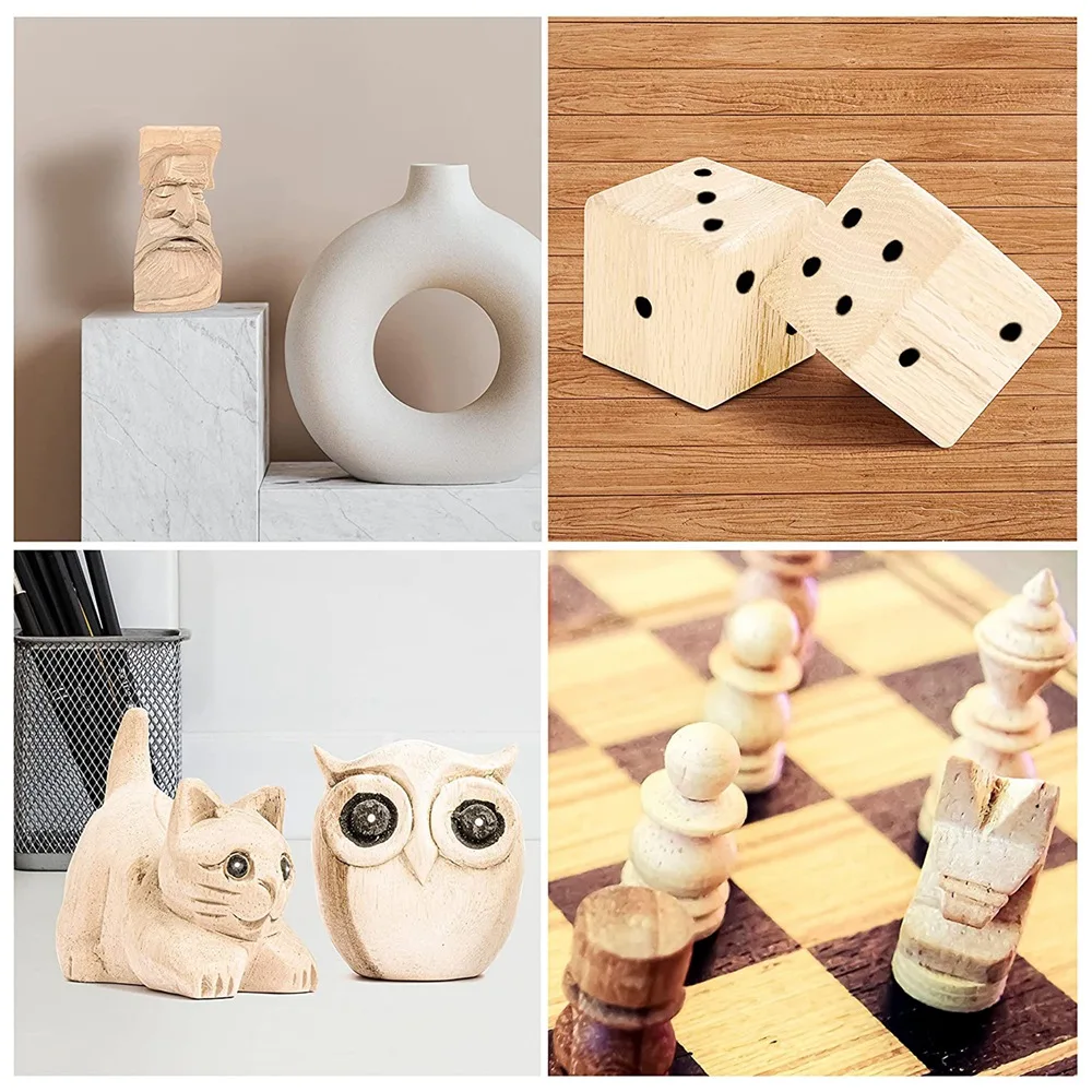 Grandi blocchi di legno intagliato (confezione da 10) 4x1x1 pollici progetto di tiglio non finito Kit artigianale Set di Hobby fai da te per principianti