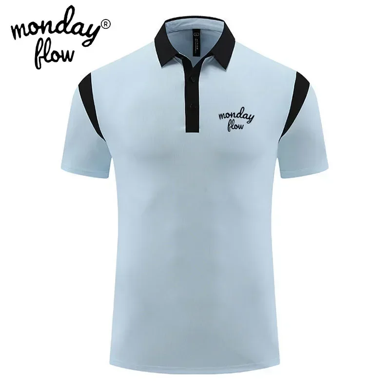 

Monday Flow Golf T-shirt Men's Shirts Summer Short Sleeve Tops Male Breathable Elastic Uniforms Golf Clothing Size M-3XL