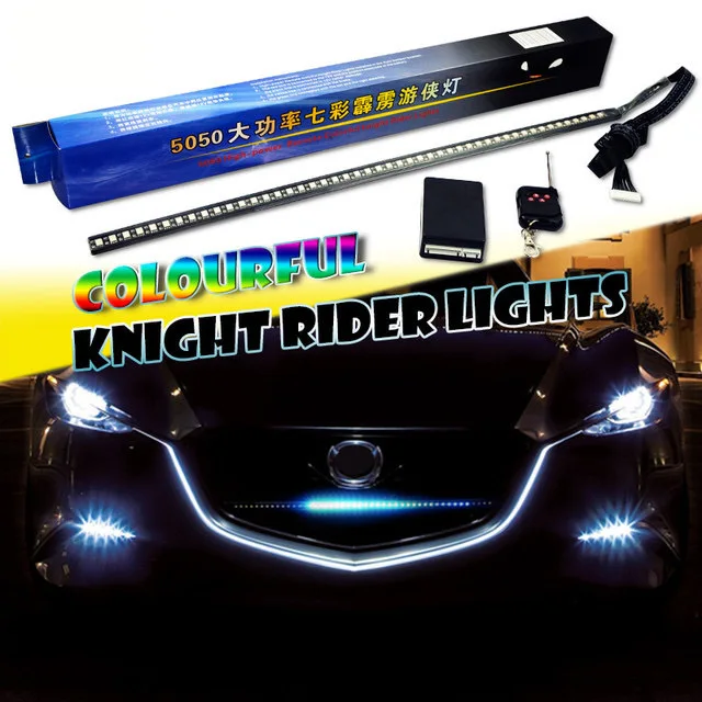 Accesorios para Luces de Coche, Modelo 147, Tira de Luces LED RGB de 54 cm y 48 LED, Estilo Caballero Nocturno, con Control Remoto Inalámbrico