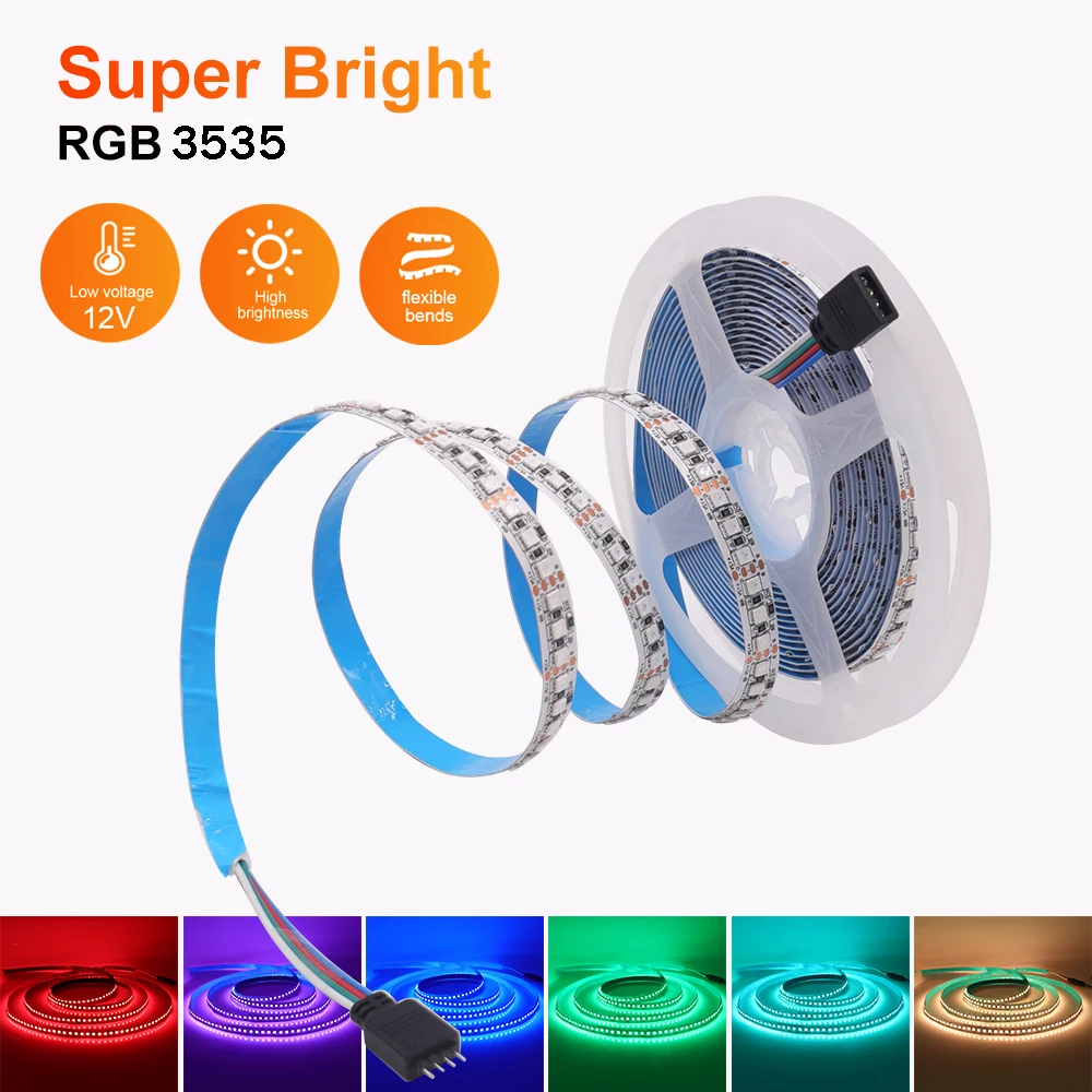 5M 3535 SMD 5mm 8mm 10mm PCB 60 LEDs 120 LEDs 180 LEDs RGB LED Strip Color Changeable 12V DC Flexible Tape Ribbon TV Backlights