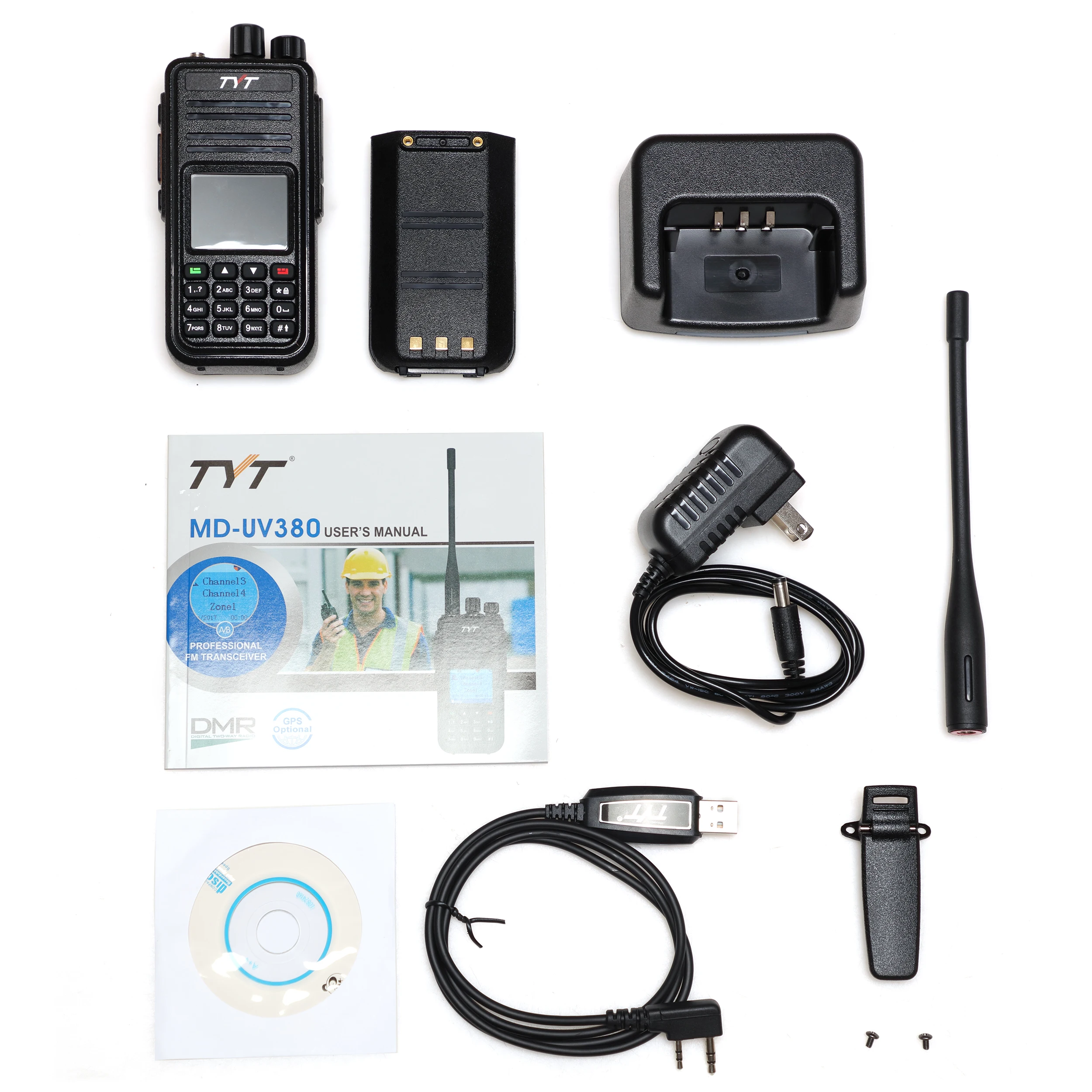 TYT MD-UV380 디지털 암호화 GPS 워키토키, 듀얼 밴드 136-174, 400-480MHz 양방향 라디오, 3000CH DMR 라디오, 10W, 신제품