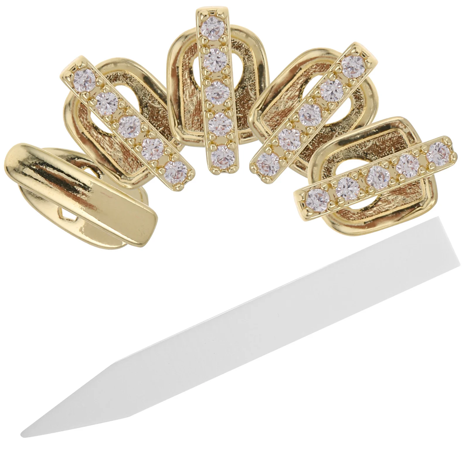 

5Pcs Gold Plated Hip Hop Grills Fake Tooth Caps Punk Fang Teeth Braces Party Rap Performance Accessories Grill Mouth