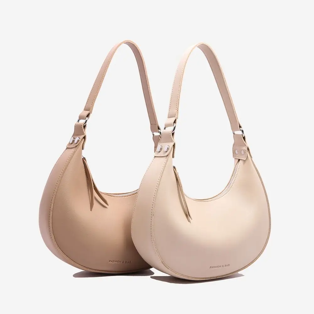 

Leisure PU Leather Half Moon Shoulder Bag Vintage Crescent Retro Underarm Bag Handbag Solid Color Women's Armpit Bag Party