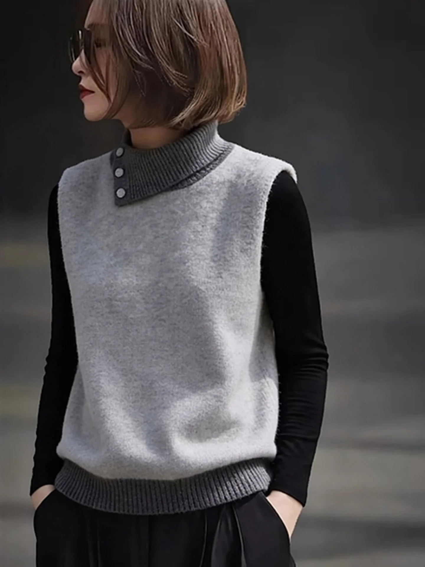 

Мягкий, приятный для кожи вязаный жилет Camere, повседневная верхняя одежда Base irt, простой цвет, дизайн Blo, зимняя женская одежда для поездок на работу...