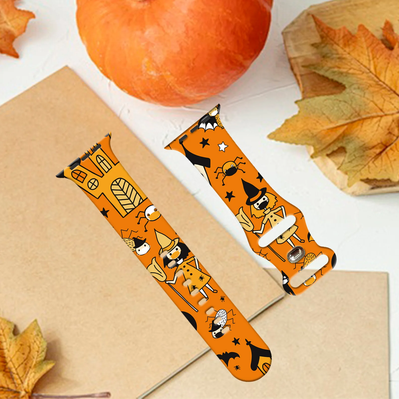 

Halloween Night Print Strap for iWatch 10 9 8 Silicone Band Replaceable Bracelet for Apple Watch 46mm 44mm 42mm 41mm Watchband