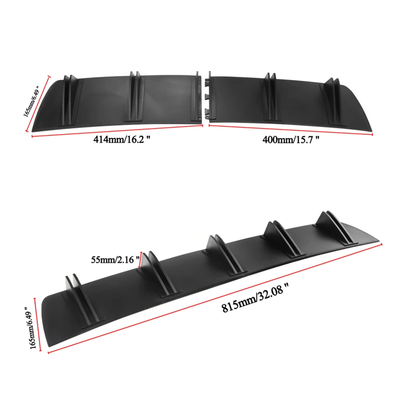 Rear Bumper Lip Diffuser 5 Fin Universal Car Rear Bumper Chassis Black Spoiler Shark Fin Car Modified Styling Accessories