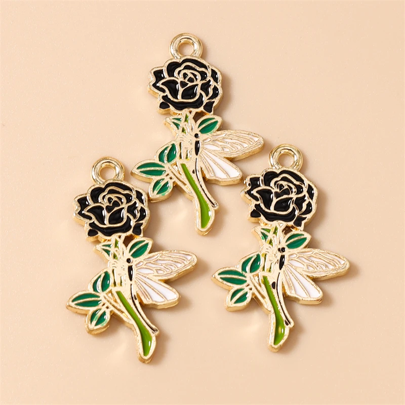 20 Stück 18x28mm Niedliche Emaille-Rosenblüten-Anhänger für die Herstellung von Halsketten, Ohrringen, Armbändern, DIY-Bastelarbeiten, Schmuckzubehör – Detail 10
