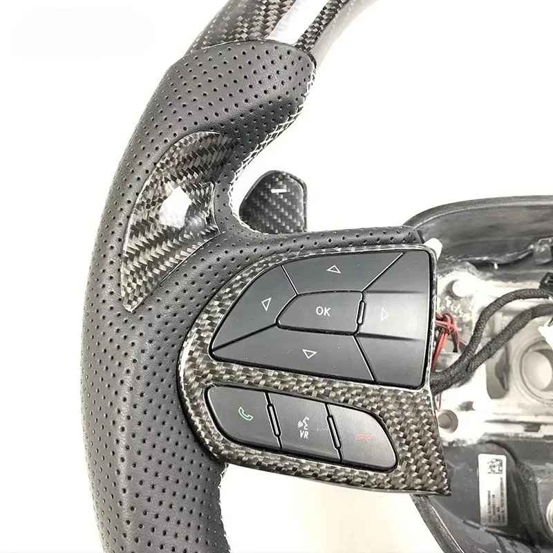 

For Dodge Challenger Model Custom Light Emitting Diode Carbon Fiber Interior Steering Wheel Covered Black Perforated Leather