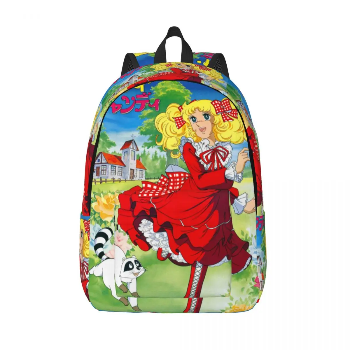 남성 여성을위한 맞춤형 캔디 캔디 만화 캔버스 배낭 방수 대학 학교 애니메이션 만화 가방 인쇄 책가방
